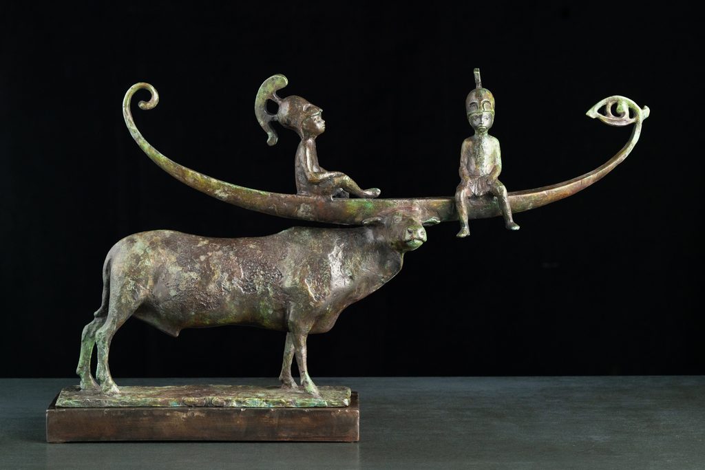 Sculpture “Argonauts”, bronze, steel // 22.4 w x 14.6 h x 5.5 d in // 2013. Artist — Sergei Oganov.