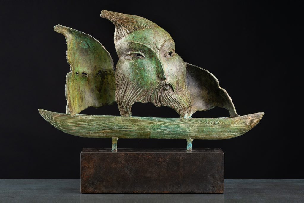 Sculpture “Asian Wind”, bronze, steel // 18.1 w x 22.4 h x 5.1 d in // 2010. Artist — Sergei Oganov.