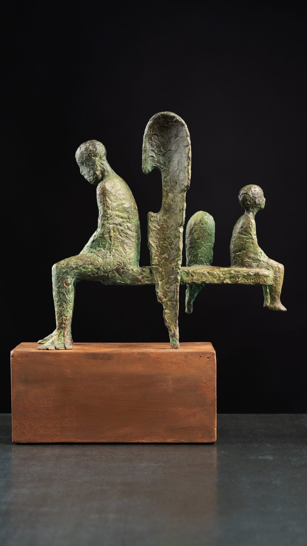 Sculpture “Daedalus and Icarus”, bronze, steel // 17.7 w x 19.7 h x 8.7 d in // 2020. Artist — Sergei Oganov.