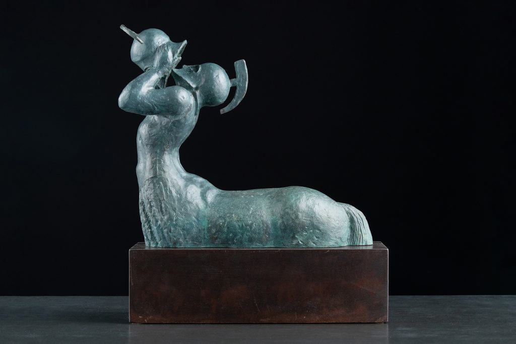 Sculpture “Eternal Thirst”, bronze, steel // 14.6 w x 16.5 h x 5.9 d in // 2019. Artist — Sergei Oganov.