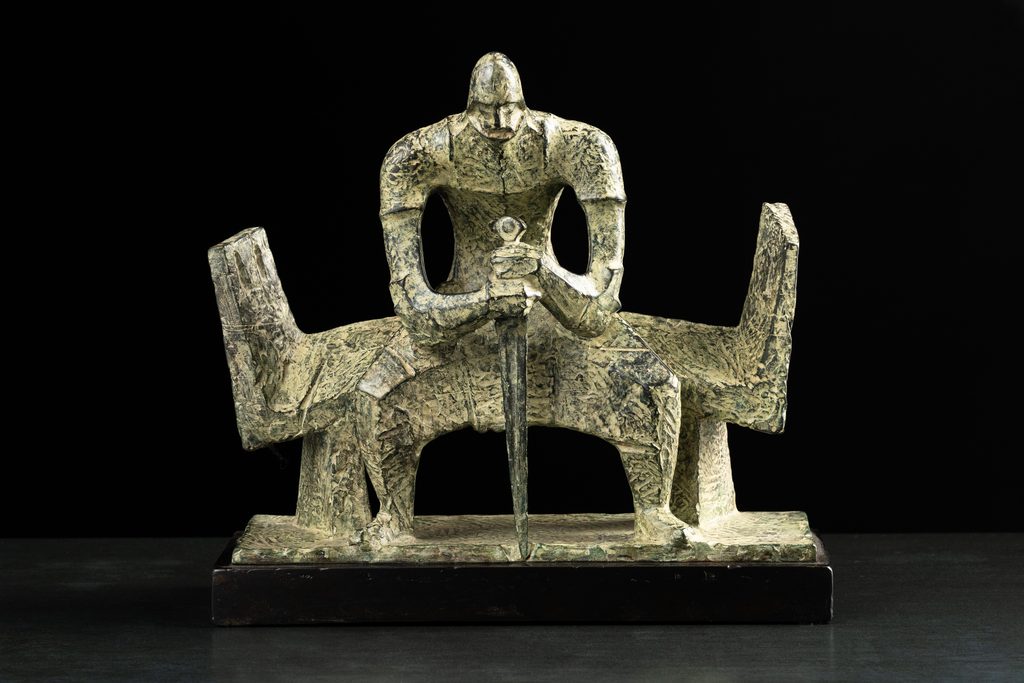 Sculpture “Gedimin”, bronze // 18.1 w x 18.9 h x 9.1 d in // 2019. Artist — Sergei Oganov.