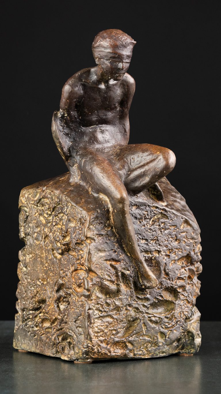 Sculpture “Icarus”, bronze // 7.9 w x 11.8 h x 6.3 d in // 2025. Artist — Sergei Oganov.