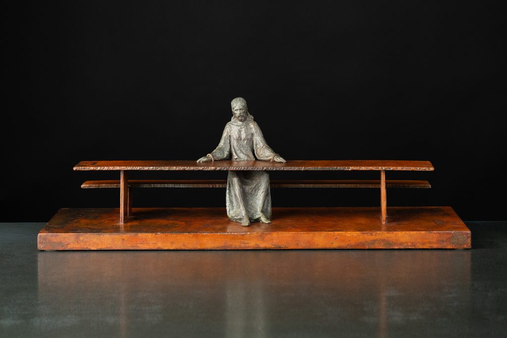 Sculpture “Last Supper”, bronze, steel // 27.6 w x 9.4 h x 9.8 d in // 2020. Artist — Sergei Oganov.