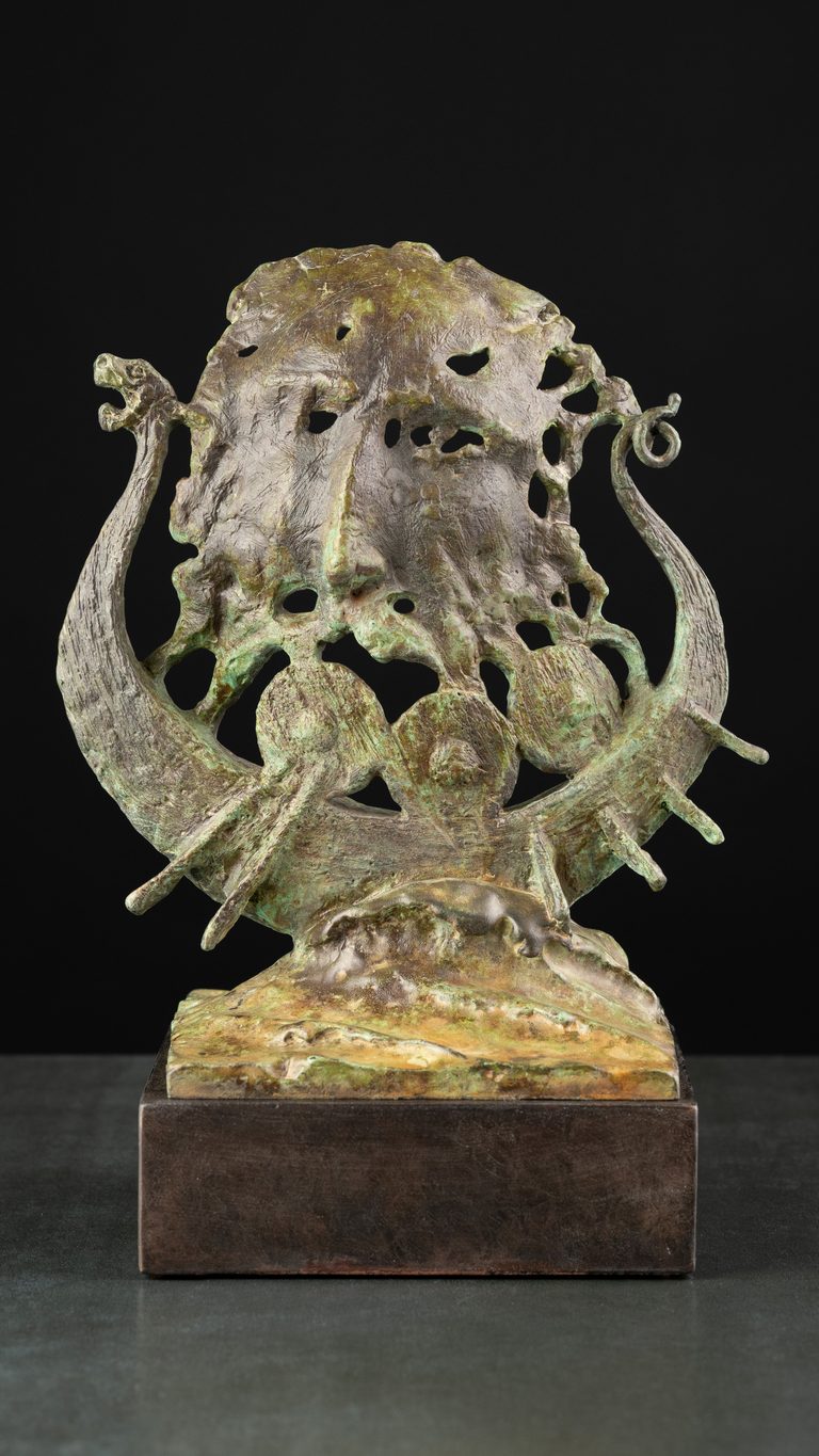 Sculpture “Odin”, bronze, steel // 9.1 w x 12.2 h x 6.3 d in // 2019. Artist — Sergei Oganov.