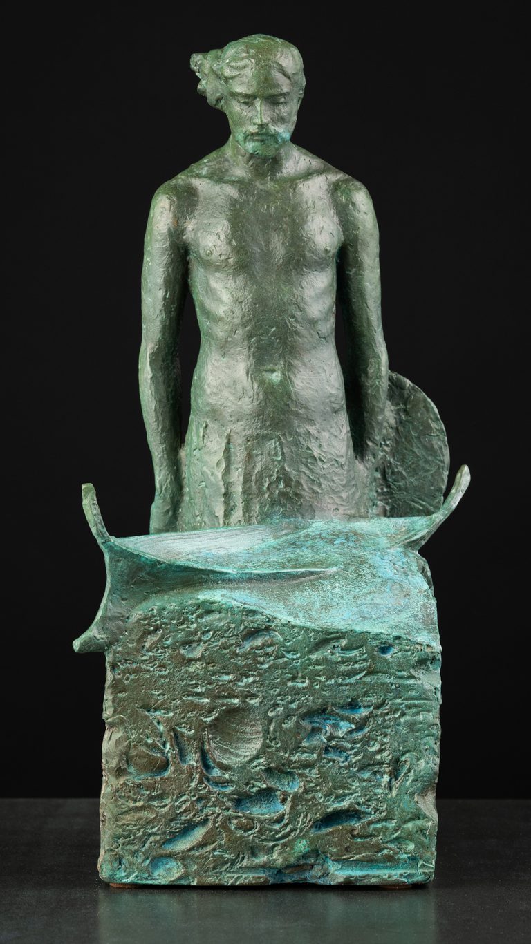 Sculpture “Odysseus”, bronze // 8.3 w x 16.9 h x 7.5 d in // 2022. Artist — Sergei Oganov.