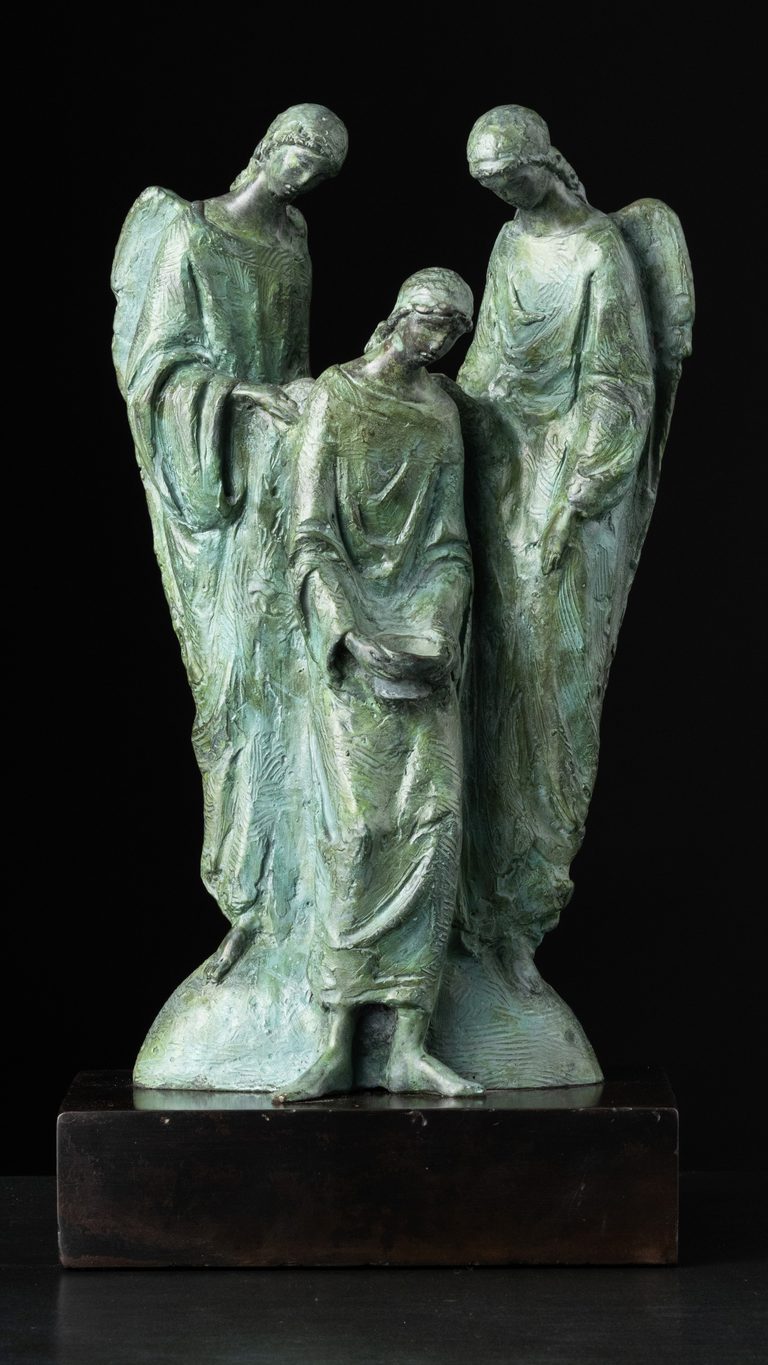 Sculpture “Trinity”, bronze, steel // 9.8 w x 27.6 h x 9.4 d in // 2011. Artist — Sergei Oganov.
